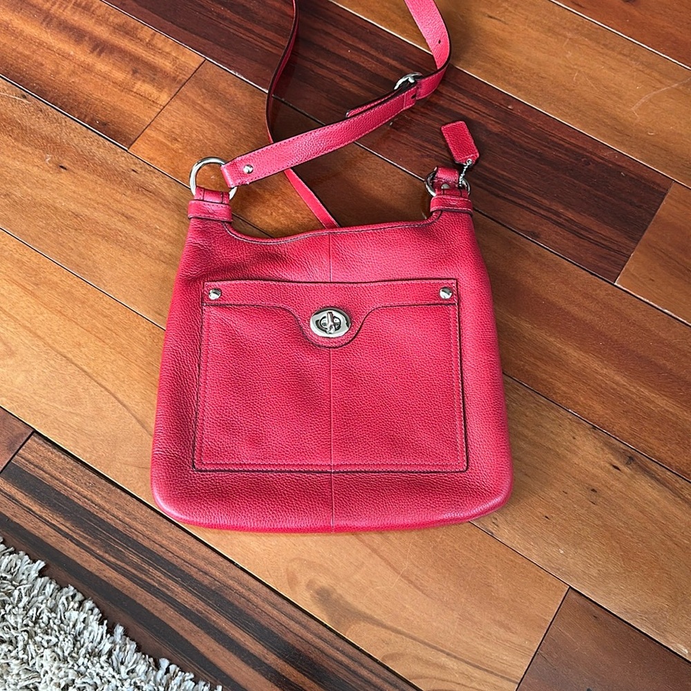 Red Leather Coach Crossbody Bag